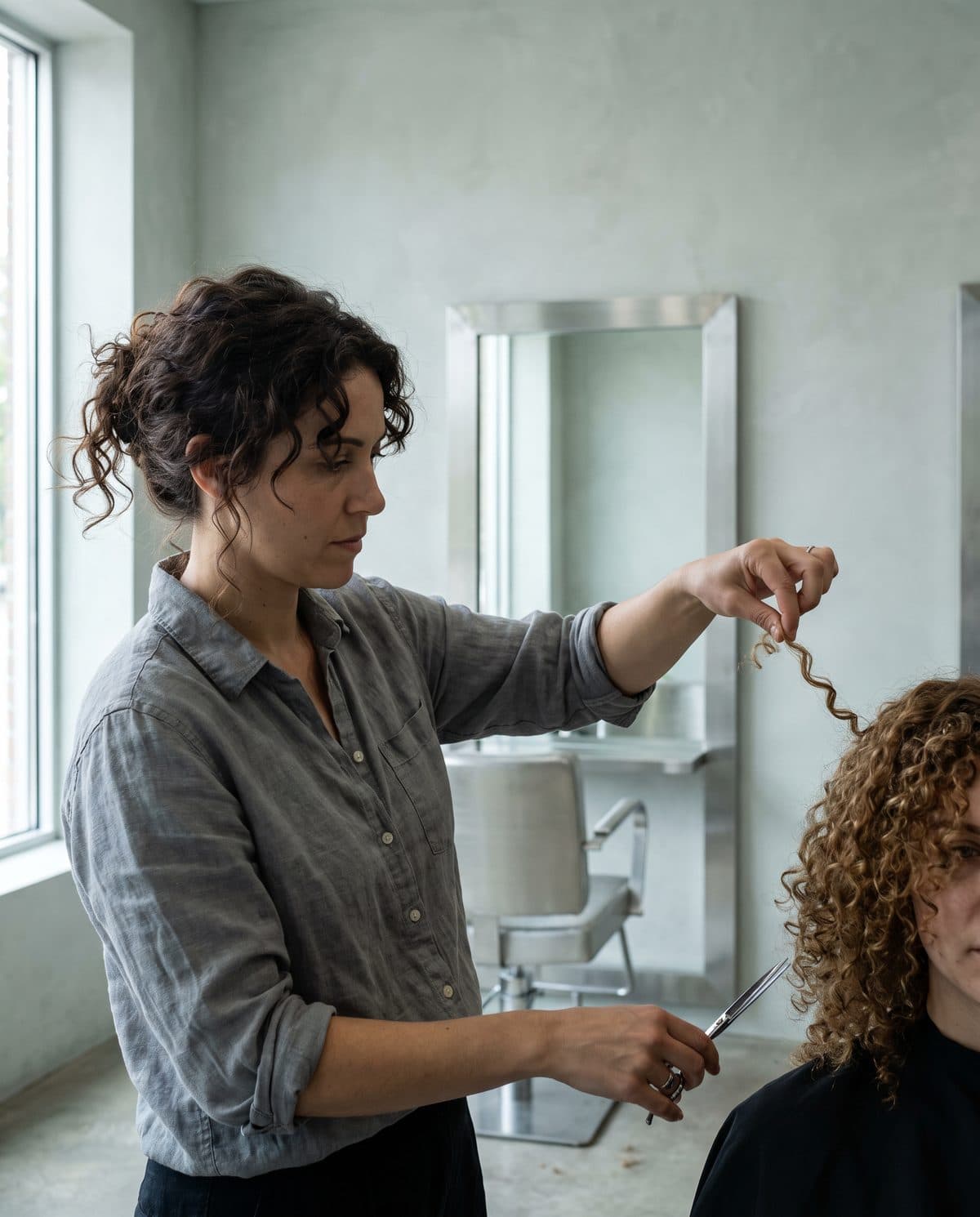 Sylvie Renaud at her chair at Mica Hair Studio